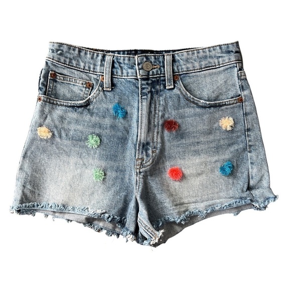 Lucky Brand Pin High Rise Raw Frayed Hem Jean Shorts - Picture 1 of 5